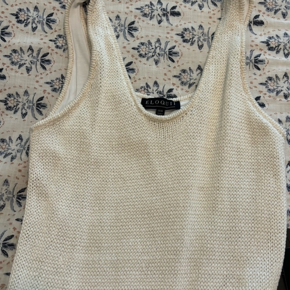 NWOT ELOQUII Fringe Sweater Sleveles Dress, Off Whit, SZ 14/16 Fits Like 18/20US - Picture 3 of 4